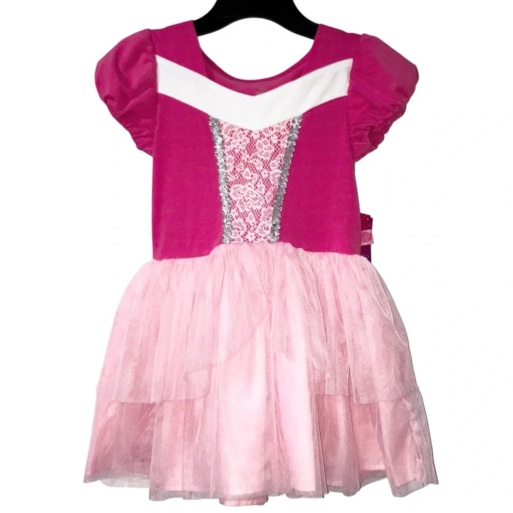 Disney Princess Aurora Sleeping Beauty Pink Tutu Tulle Dress Costume S 6-6x NWT - Picture 5 of 5